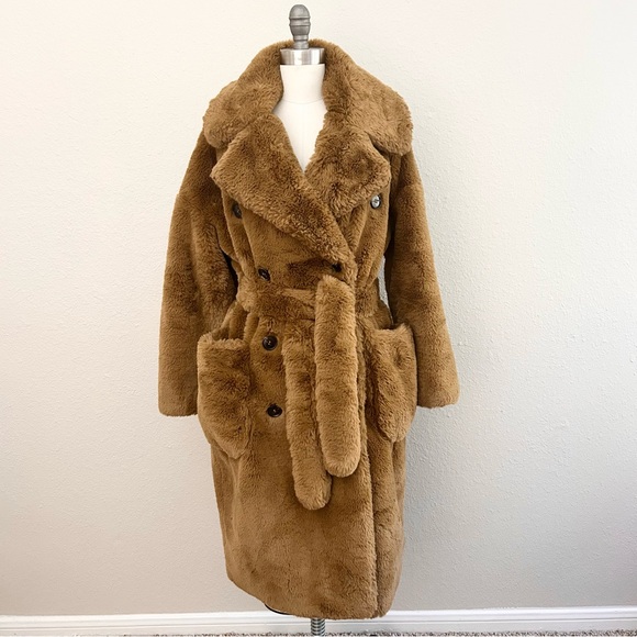 Nordstrom Oversized Teddy Bear Tan Faux Fur Coat - Picture 4 of 9